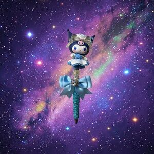 Kawaii Blue Character Decorative Pen with Bow